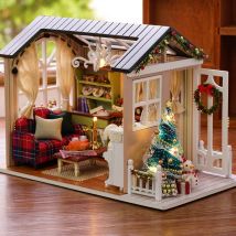 CUTEBEE DIY Puppenhaus Holz Miniatur Puppenhaus Mit Möbel Spielzeug Für Kinder Weihnachten Geschenk