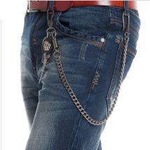Mode Männer 8mm 60CM Langen Dicken Gun Metall Brieftasche Schädel Schwert Jeans Schlüssel Kette Rock Biker Heavy Jeans kette Hip Hop Hosen Kette
