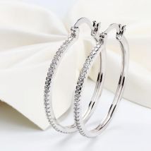 Ohrringe aus 925er-Sterlingsilber mit großem Kreis und eingelegtem Zirkon für Damen, S925 Argent Damen-Ohrring mit glänzendem Modell, 17–40 mm, 5 Größen