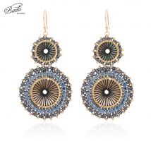 Badu Damen Vintage Ohrringe Doppelte Runde Japanische Rocailles Gehäkelte Hängeohrringe Böhmischer Schmuck Geschenk Tägliches Tragen