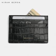 Hiram Beron Markenhandyabdeckung Personalisierte Ihre Kreditkarte Halter Echtes Leder Krokodil Muster Kompaktes Wallet Fall Geschenk für Vater Freund