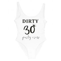 Birthday Party One Piece Swimsuits Dirty 30 Queen Birthday Girl & Party Crew High Leg Bachelorette Swimsuit Fun Beachwears