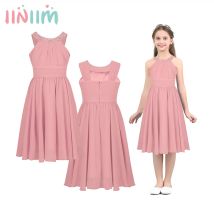 Iiniim Mädchen Sommer Party Kleid Sleeveless Strass Decor Halter Neck Chiffon Prinzessin Kleid für Hochzeit Blume Mädchen Geburtstag