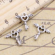 30 stücke Charms Fly Schlüssel 14x14mm Antike Bronze Silber Farbe Anhänger, Die DIY Handgemachten Schmuck Fabrik Großhandel