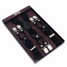 Neue Hosenträger aus schwarzem Leder, 6 Clips, Hosenträger für Herren, Vintage-Stil, für Erwachsene, Suspensorio, Hosenträger, Geschenk für Vater/Ehemann, 2,5 x 120 cm