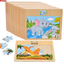 Gorąca sprzedaż 12/9 sztuk puzzle drewniane dzieci dziecko drewno pojazd animowany zwierzęta nauka