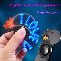 Hand Spinner USB Elektrische Leichter 7 LED Streifen Fidget Spinner Plasma Arc Feuerzeuge Metall Winddicht Wolfram Turbo Pulsed Leichter