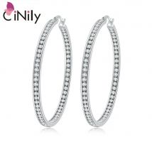 CiNily Regenbogen & Clear White Kristall Stein Große Creolen Edelstahl Cocktail Party Chic Übertreibung Schmuck Frau Mädchen