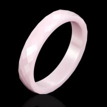 Neuer 4 mm hellrosa, schwarz-weißer, wunderschöner handgeschliffener Keramikring für Damen, hochwertiger Schmuck ohne Kratzer, Damenring