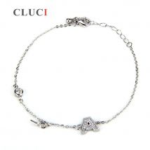 CLUCI women jewelry Letter A lobster clasp 925 sterling silver bracelet fitting pearl seat for DIY pearls bracelet SB010SB