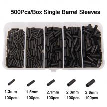 500 teile/schachtel Einzigen Zylinder Crimp Ärmeln Matte Schwarz Messing Angeln Rohr Draht Führer Rigging Tackle Angelschnur Stecker