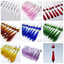 10PCS 55mm Crystal Chandelier Icicle U-drop Prisms Lamp Parts With Buckle Hanging Lighting Accessories Parts Home Decoration
