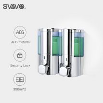 SVAVO Badezimmer-Shampoo-Spender, Upgrade, 350 ml x 2, Doppelständer-Flüssigseifenspender, Wandseife Apfel, Duschflüssigkeitsspender