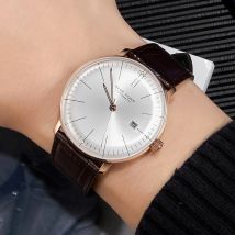 Riff Tiger/RT Top Band Luxus Kleid Uhr für Männer Rose Gold Automatische Uhren Braun Lederband RGA8215
