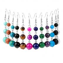 6mm 8mm 10mm Tigerauge Stein Quarz Perlen Tropfen Ohrringe für Frauen Schmuck