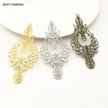 10 stück 73x33mm Antike Bronze Metall Filigrane Große Blume Scheibe Charme basis Einstellung Schmuck DIY Komponenten Ergebnisse