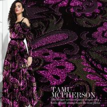 Violet Paisley Bronzed Seide Samt Stoff 110 cm Breit