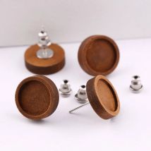 10pairs Fit 12mm Cabochon Holz Ohrring Basis Rohlinge Edelstahl Ohrringe Post Stud Lünette Einstellung Diy Schmuck Machen liefert