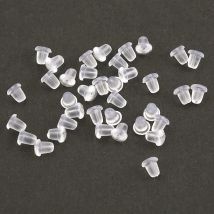 4 mm, 500 Stück, durchsichtige Gummi-Ohrringverschlüsse, weiches Silikon, Schmuckzubehör, DIY Bullet Plastic Ear Plugging Cap