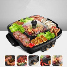 220V Haushalt BBQ Nicht-stick Elektrische Grill Grill 2 In 1 Hot Pot & Fleisch Braten Grill Maschine große Kapazität EU/AU/UK/Us-stecker