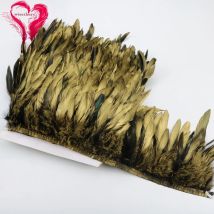 1 Meter gefärbter goldener Hahn, Schlappen, Federbandbesatz, Spitzenbesatz, Breite 6–8 Zoll, Karnevalskleid, Rockdekoration