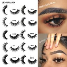 LEHUAMAO Make-Up Wimpern 3D Nerz Wimpern Dicke Handgemachte Flauschige Wimpern Cruelty Freies Volumen Wispy Weiche Lash Wieder Verwendbare Falsche Wimpern