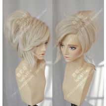 Spiel OW Angela Barmherzigkeit Kurze Leinen Blonde Pferdeschwanz Hitze Beständig Cosplay Kostüm Perücke