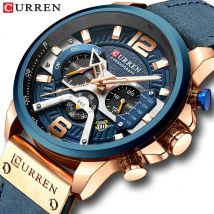 CURREN Casual Sport Uhren für Männer Blau Top Marke Luxus Military Leder Armbanduhr Mann Uhr Mode Chronograph Armbanduhr