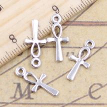30pcs Charms Ägyptischen Ankh Leben Symbol Kreuz 18x8mm Tibetischen Bronze Silber Farbe Anhänger Antike Schmuck Machen DIY Handgemachte Handwerk