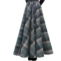 TIYIHAILEY-Lange Maxi-Röcke in dicker A-Linie für Damen, elastische Taille, karierte Wollröcke, warm