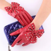 Mode weibliche Voll finger Punk Niet Tanz handschuhe Frauen Sport Fitness Pu Leder Bogen Fäustlinge Luvas Handschuhe Guantes S85