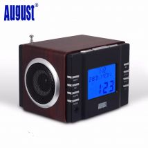 Agosto MB300B Mini ricevitore Radio FM IN legno e sistema Stereo MP3 con lettore di schede/USB e AUX IN/2x3w altoparlanti HiFi