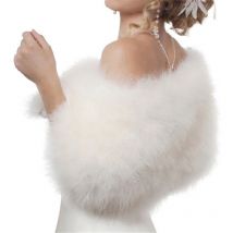 Luxuriöse Strauß Weiße Feder Wrap Braut Pelz Jacke Ehe Shrug Mantel Braut Winter Hochzeit Party Pelz bolero frauen chaqueta