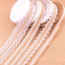 2 mt/los 25mm natürliche Jute Sac kleinen Band mit Spitze DIY Hochzeit Band Dekoration Zubehör Festival liefert Party Handwerk