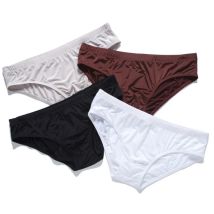 Neue Einfache Eis Seide Nahtlose Männlichen Breifs Sexy Transparenten Dünnen Niedrigen Taille Unterwäsche Solide U Konvexen Herren Cuecas Calzoncillos