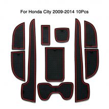 Tappetino antiscivolo per interni auto per Honda City 2009 2010 2011 2012 2013 pannello scanalato per cancello Pad in gomma rosso 10 pezzi