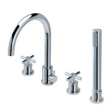 Bad Produkte Solide Finishing Hot Und Kalten 4 Löcher 2 Griffe Pcs Badewanne Wasserhahn Taps Mixer BF995