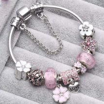 Baopon Drops hipping Vintage Silber Farbe Charms Armbänder für Frauen DIY Kristall perlen Marke Armbänder Frauen Pulsira Schmuck