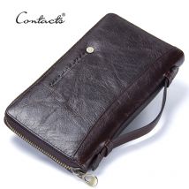 Kontakt's Kuh Leder Männer Casual Kupplung Brieftasche Karte Halter Zipper Geldbörse Mit Reisepass Telefon Fall Für Männliche Lange Brieftasche