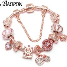 Baopon 2024 Liebe Herz Charme Armbänder & Armreifen für Frauen Schmuck DIY Marano Perlen feine Armband Liebhaber Frau Hochzeit Schmuck