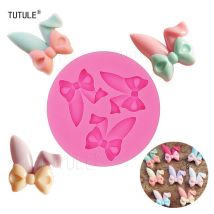 Mini Hasenohren Bogen Schmuck Kopfschmuck Zubehör Silikonform DIY handgemachte Schokolade süßer Keks Backen dekorative Tropfform
