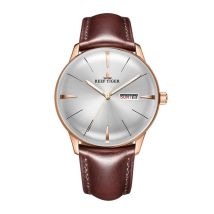 Reef Tiger Herren-Automatikuhr, 40 mm, mechanische Armbanduhr, ultradünn, Dual-Kalender, Wochendatum