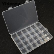 Yidensy 1 Stück quadratische transparente Kunststoff-Aufbewahrungsbox, 10/24 Fächer, verstellbar, für Pillen, Schmuck, Perlen, Ohrringe, Organizer