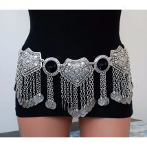 Gypsy Metal Hippie Boho Flower Turkish Bohemian Shimmy Dress Belt Belly Dance Waist Chain Coins Sexy Body Afghan Indian Jewelry