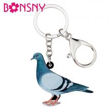 Bonsny Acryl Cartoon Blaue Taube Vogel Schlüsselanhänger Schlüsselanhänger Halter Ringe Tier Schmuck Für Frauen Mädchen Tasche Auto Anhänger Charms
