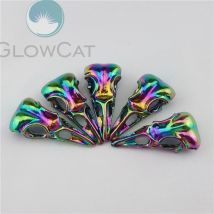5X Regenbogen Viking Tier Crow Raven Kopf Vögel Schädel Anhänger Charms für Unisex Handgemachte Handwerk Halskette Schmuck