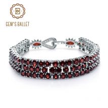 GEM'S BALLETT 30,80 Ct Natürliche Rote Granat Edelstein Armband Echtem 925 Sterling Silber Armbänder
