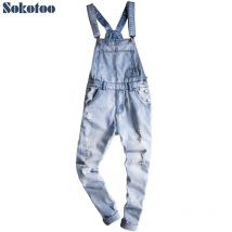 Männer der licht blau schlank schnee gewaschen denim bib overalls für große große Plus größe loch