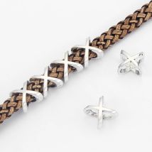 10 stücke Legierung Gold/Silber Farbe X Symbol Slider Spacer Perlen Loch 10*7MM Für Licorice Leder schnur Armband Schmuck Erkenntnisse