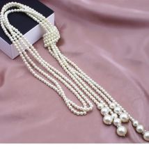 2024 neue Mode lange geknotete Pullover Halsketten mehr schicht ige Imitation Perlenkette für Frauen Hochzeit Braut Halskette Schmuck GIF